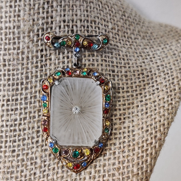 Rare Singer & Kantor Art Deco Camphor Glass Fob brooch - Picture 9 of 16